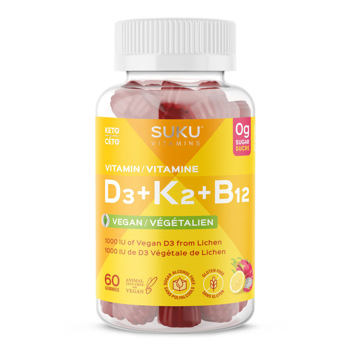 SUKU Vitamine D3 + K2 + B12 – 60 gummies