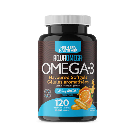 AquaOmega Oméga-3 EPA élevé Orange 120 gélules à croquer