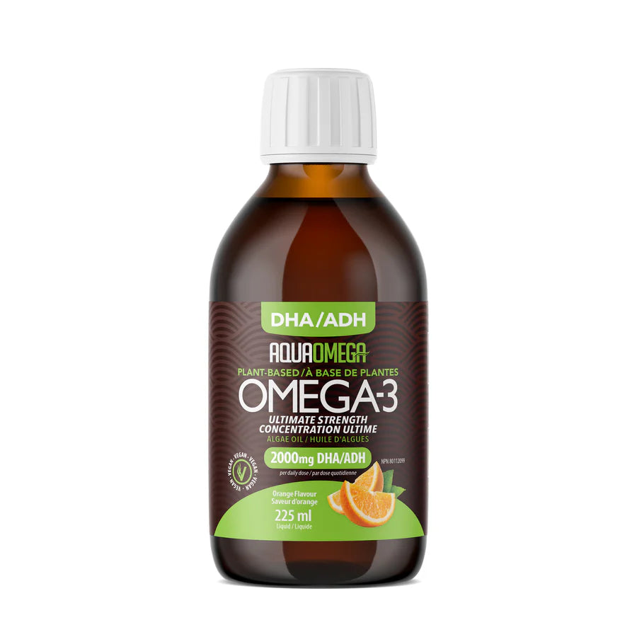 AquaOmega Oméga-3 à base de plantes Orange – 225 ml